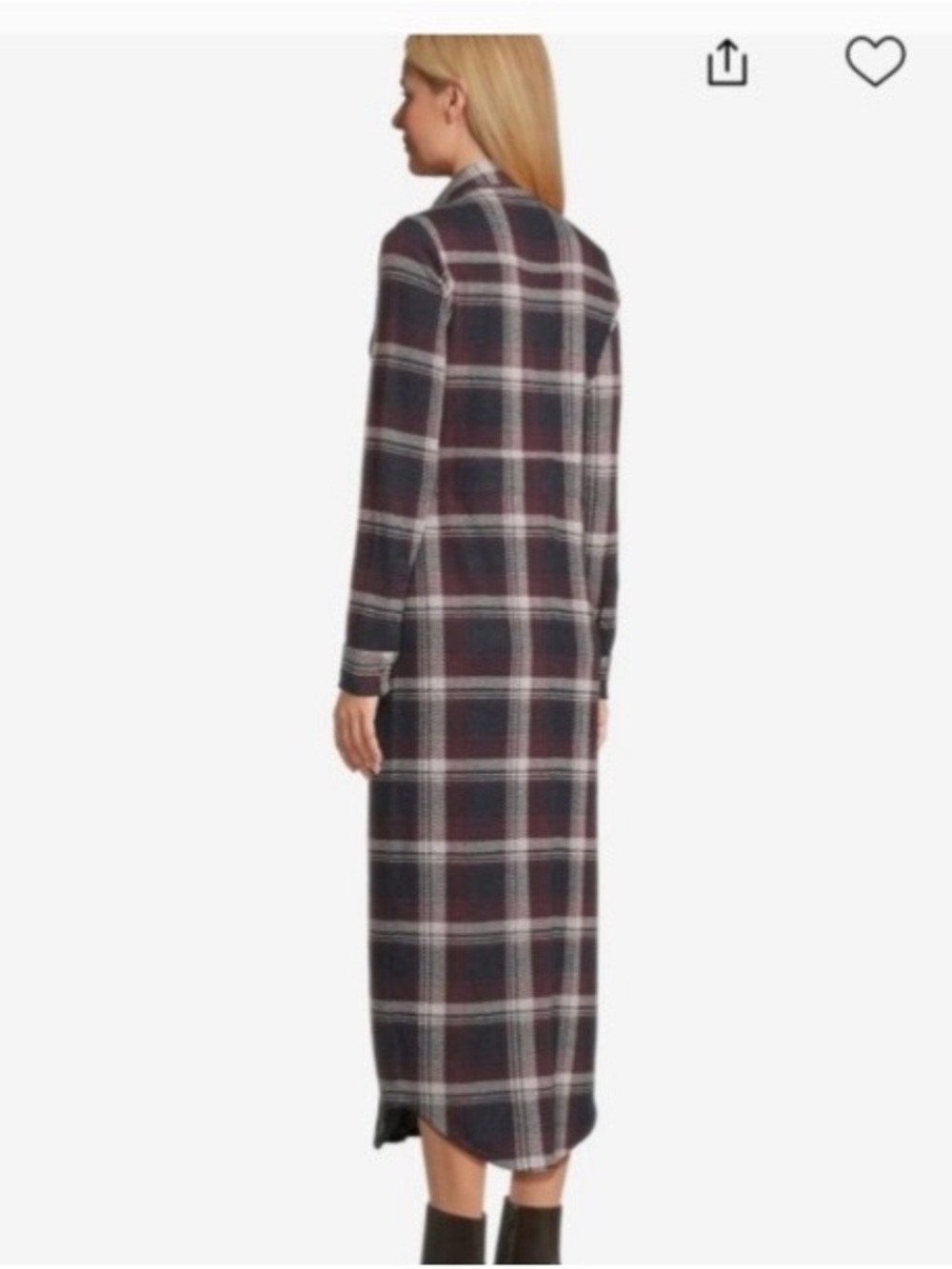 Faherty Navy and Burgundy Plaid Button-Front Maxi Dress - Picture 2 of 6